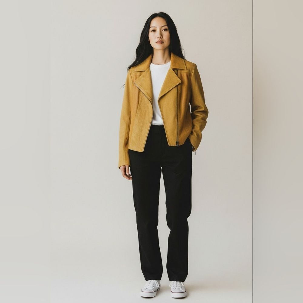 Laura Faux Suede Bright Mustard Yellow Jacket - Picture 2 of 16